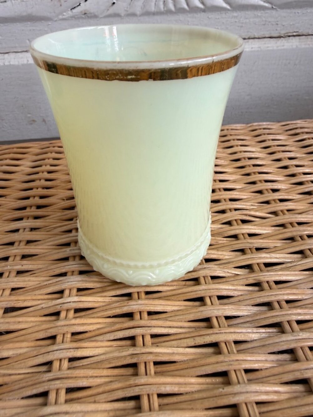 Antique Heisey Custard Glass Tumbler Uranium Advertising Brodhun & Son - Picture 5 of 14